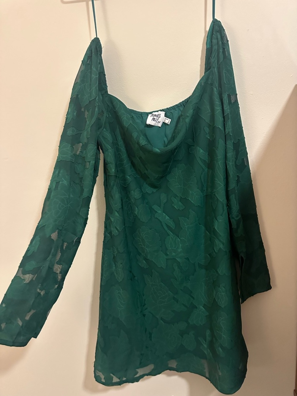 Princess Polly Deep Green Sheer Floral Dress
